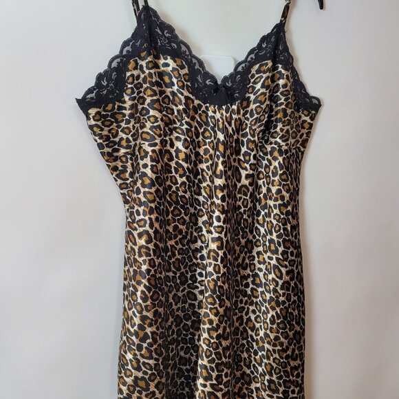 Ambrielle Womens Leopard Print Nightgown With Lace Trim 1X Polyester Blend - Picture 2 of 9